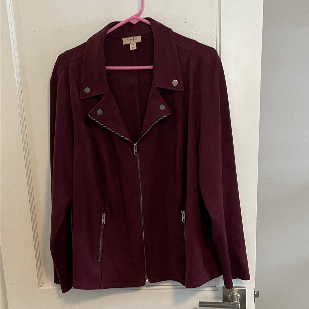 Style & Co. Burgundy Moto Jacket